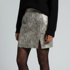 Vintage Rina Rossi Python Snake Print Satin Mini Skirt Size 6 Made in USA Y2K